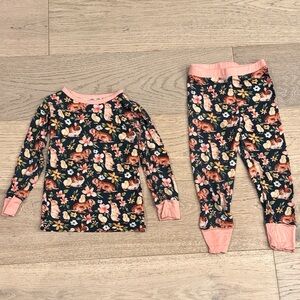 Monkeeroos Easter “Floral Bunnies” Bamboo Pajama Set – 4T, GUC